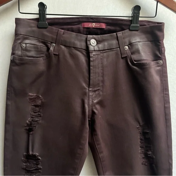 7 For All Mankind Distressed Skinny Jeans Sz 27 - Picture 6 of 12